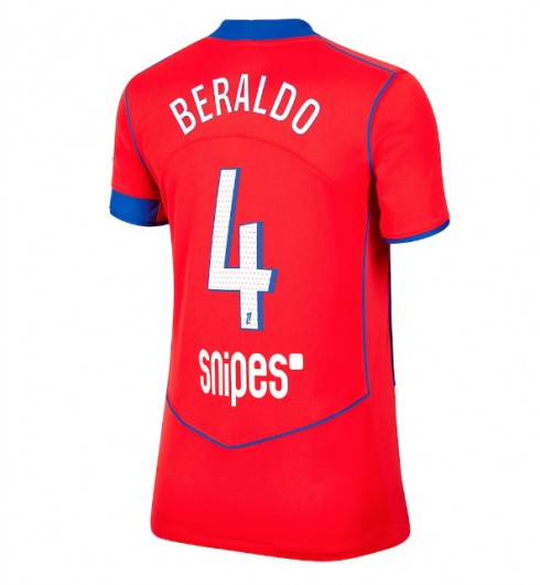 Paris Saint-Germain Lucas Beraldo #4 Tredjedrakt Dame 2025-26 Korte ermer Paris Saint-Germain Lucas Beraldo #4 Tredjedrakt Dame 2025-26 Korte ermer